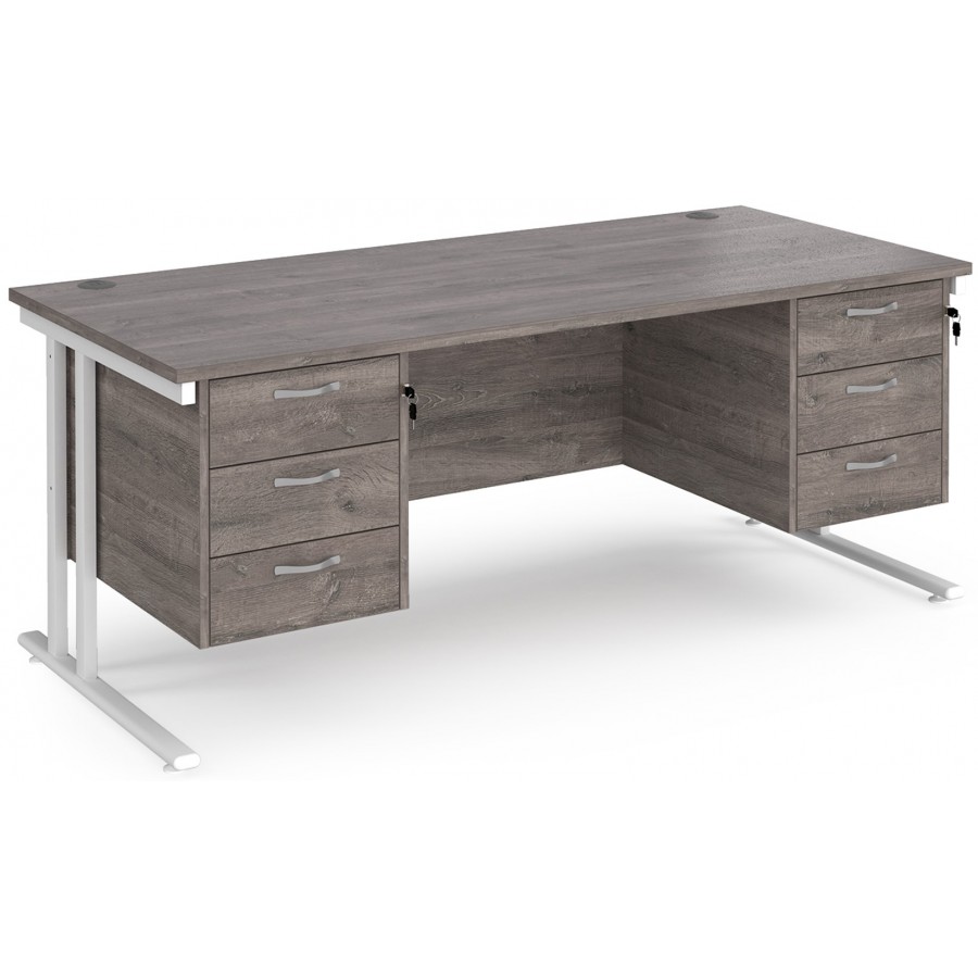 Maestro Cantilever Straight Desk with 2 Pedestals